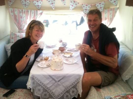 What a delightful couple having tea in Bessie at the British Family Fayre - look out for her story in Essential mag soon!  She is an inspiration.