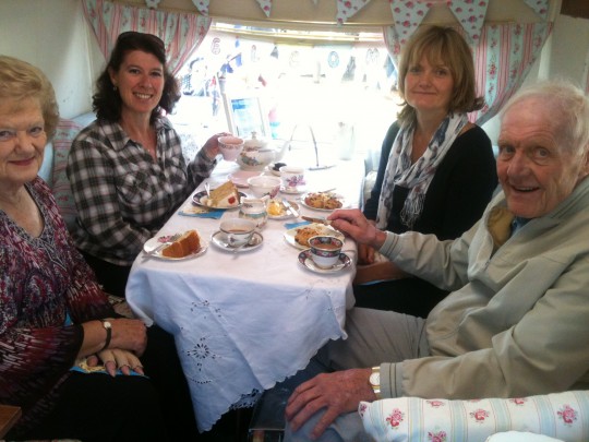Great to meet Twitter friends for tea at the Festival